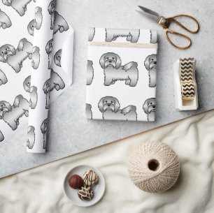 Silver Havanese Cute Cartoon Dog Pattern Wrapping Paper