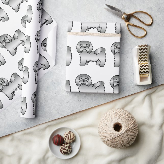 Silver Havanese Cute Cartoon Dog Pattern Wrapping Paper (Crafts)
