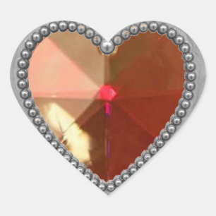 Silver Heart and Ruby Heart Sticker