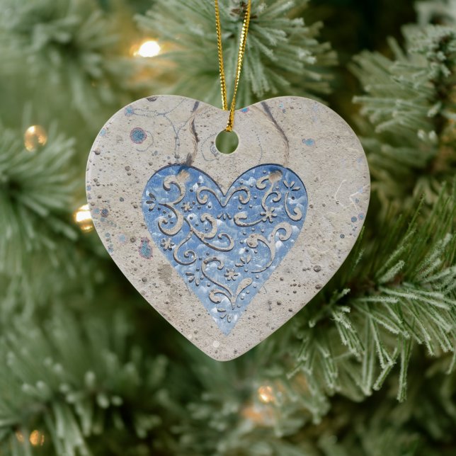 Silver Heart Ceramic Ornament (Tree)