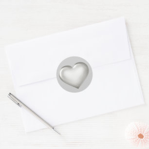 Silver Heart Classic Round Sticker