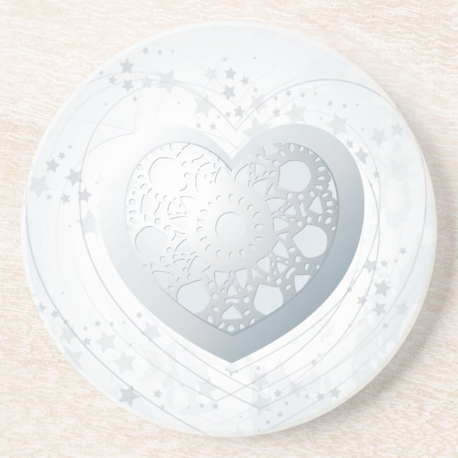 Silver heart, coaster (Front)