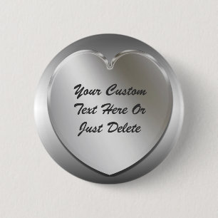Silver Heart Frame Button Pin