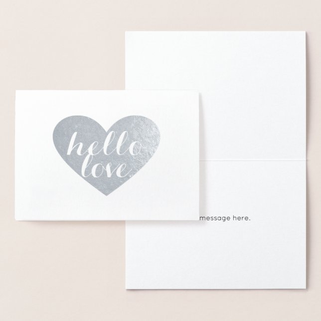 Silver Heart Hello Foil Card (Display)