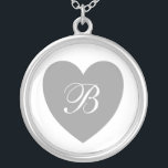 Silver Heart Monogrammed Necklace<br><div class="desc">Necklace monogrammed silver colour heart that you can customise with any text of your choice. Should you require any help with customising then contact us through the link on this page. Silver coloured heart necklace monogrammed.</div>