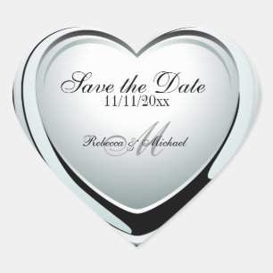 Silver Heart Pendant Save the Date Sticker