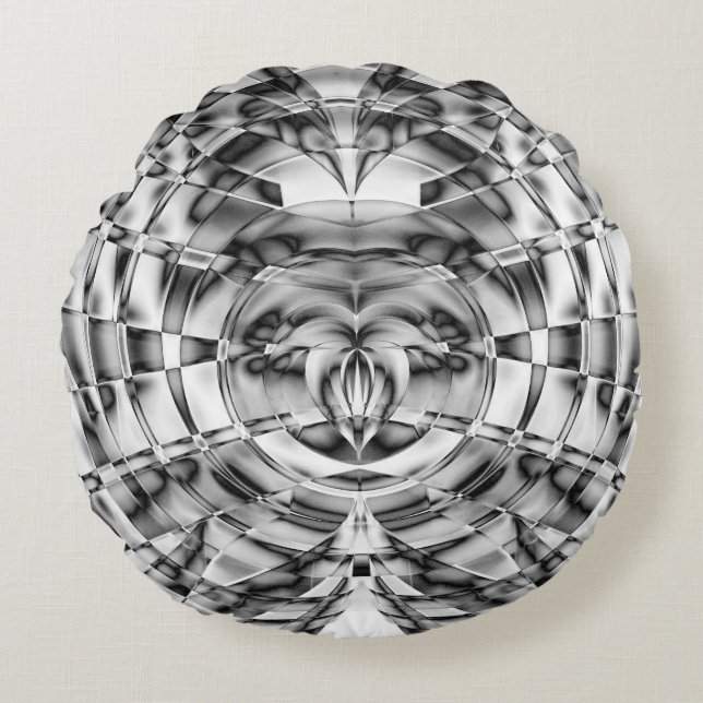 Silver Heart Round Cushion (Front)