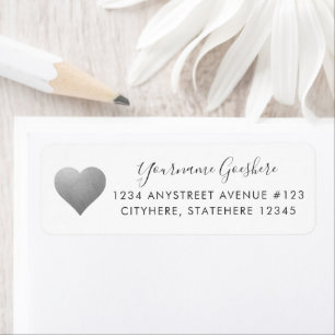 Silver Heart Simple Modern Return Address