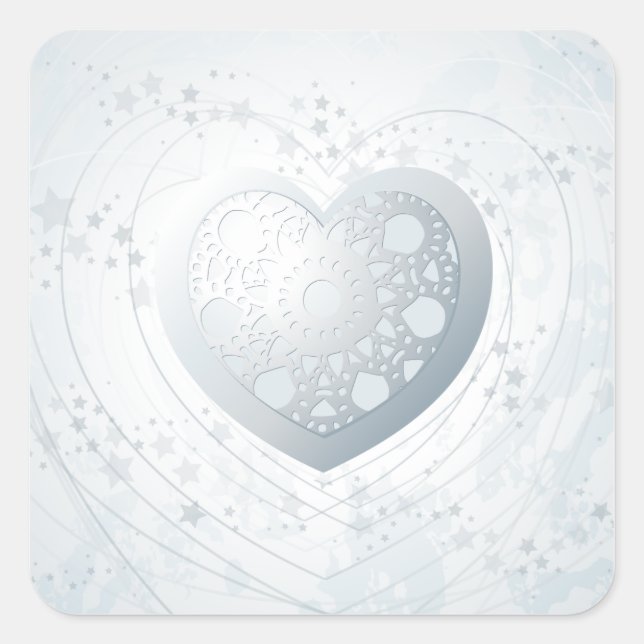 Silver heart, sticker (Front)