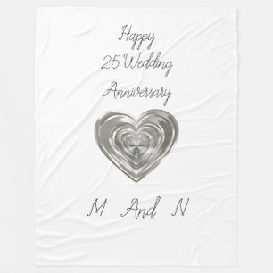 silver heart Wedding Anniversary Fleece Blanket