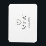 Silver heart wedding couple name letter modern  magnet<br><div class="desc">Design</div>