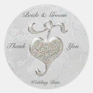 Silver Heart Wedding Sticker