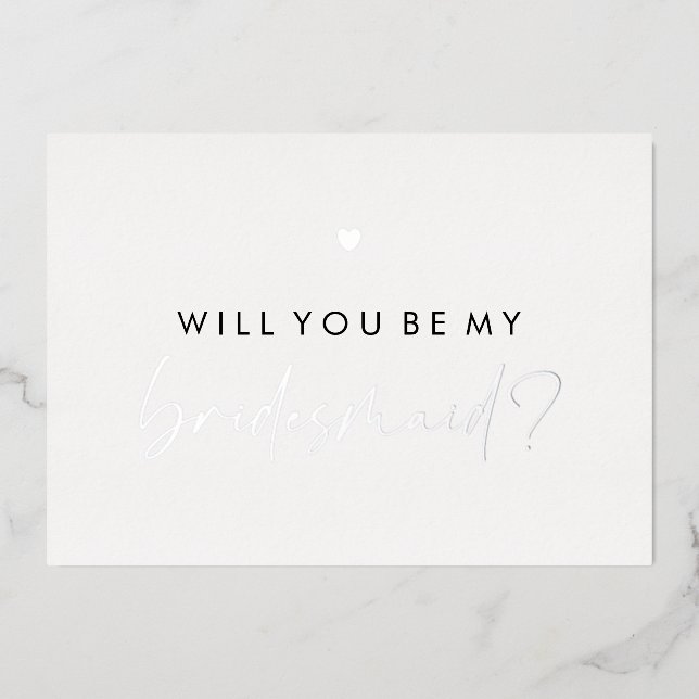 Silver Heart Will You Be My Bridesmaid (Front)