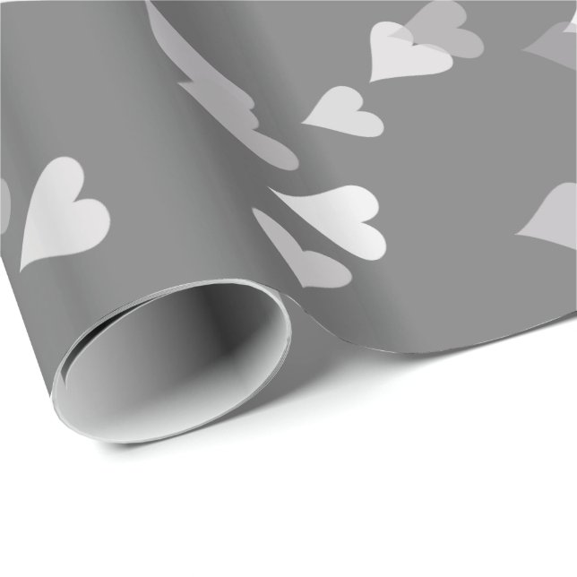 Silver Hearts Confetti Gift Wrap (Roll Corner)