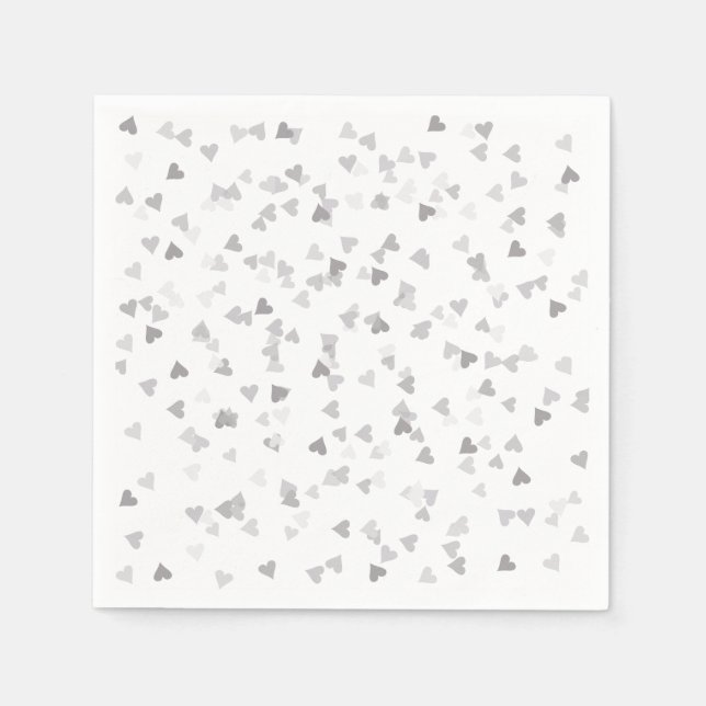 Silver Hearts Confetti Napkin (Front)