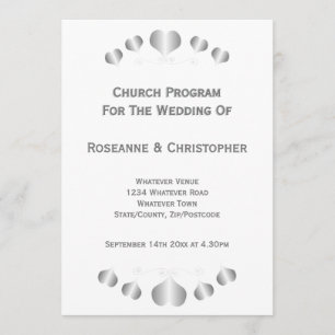 Silver Hearts Design Wedding Programme