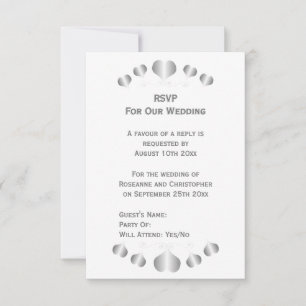 Silver Hearts Design Wedding RSVP Card