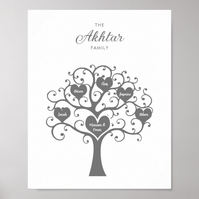 Silver Hearts Family Tree Poster (Front)