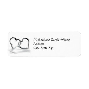 Silver Hearts Return Address Labels