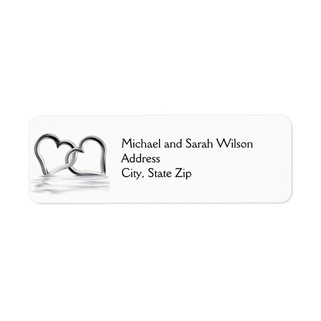Silver Hearts Return Address Labels (Front)