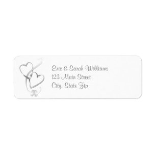 Silver Hearts Return Address Labels