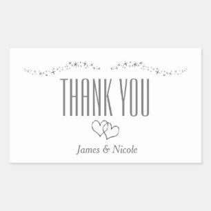 Silver Hearts & Sparkle Wedding Favour Sticker