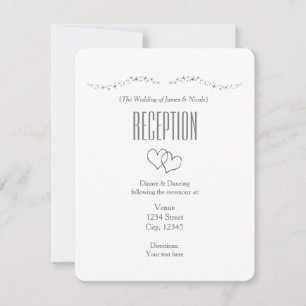Silver Hearts & Sparkle Wedding Reception Card