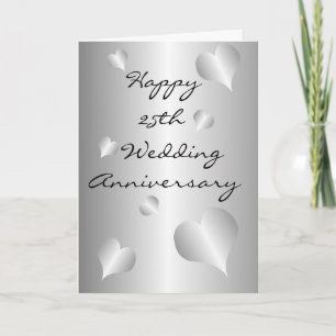 Silver Heats Personalized 25th Wedding Anniversary Card
