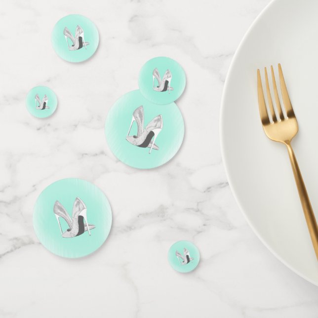 Silver Heels on Mint Confetti (Group)