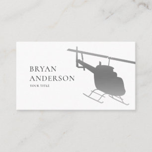 Silver Helicopter Business Card