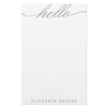 Silver "Hello" Personal Stationery