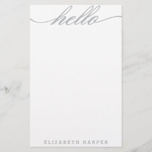 Silver "Hello" Personal Stationery