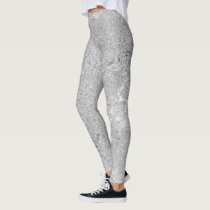 Silver Hibiscus Flowers, Leggings