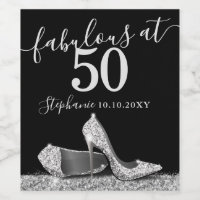 Silver High Heel 50th Fabulous Birthday Sparkling