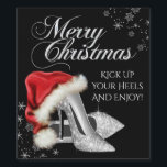 Silver High Heel Shoe Christmas Wine Bottle Labels<br><div class="desc">Christmas wine bottle labels with elegant silver high heel shoes and cute red Santa hat on an elegant black background with elegant script Merry Christmas and snowflakes. You can easily customise these custom and corporate Christmas wine bottle labels for your event by simply adding the text of your choice. You...</div>