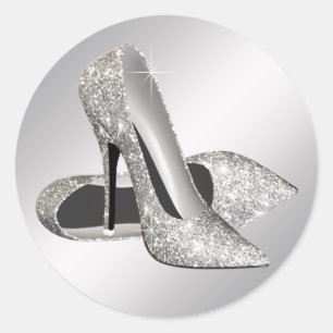 Silver High Heel Shoe Stickers