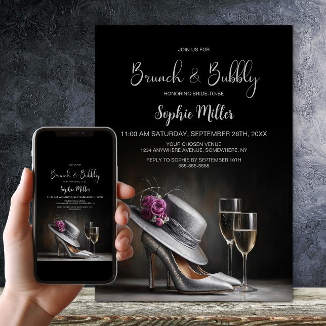 Silver High Heel Shoes Brunch and Bubbly Invitation (Creator Uploaded)