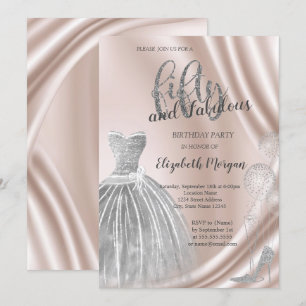 Silver High Heels Dress 50th Birthday  Invitation