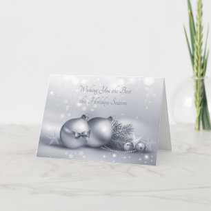 Silver Holiday Ornaments Card