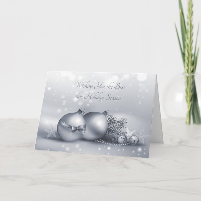 Silver Holiday Ornaments Card (Front)