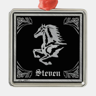 SILVER HORSE SILHOUETTE METAL TREE DECORATION