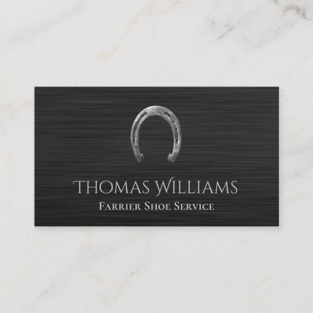 Silver Horseshoe Equestrian Horse Farrier Service Business Card (Front)