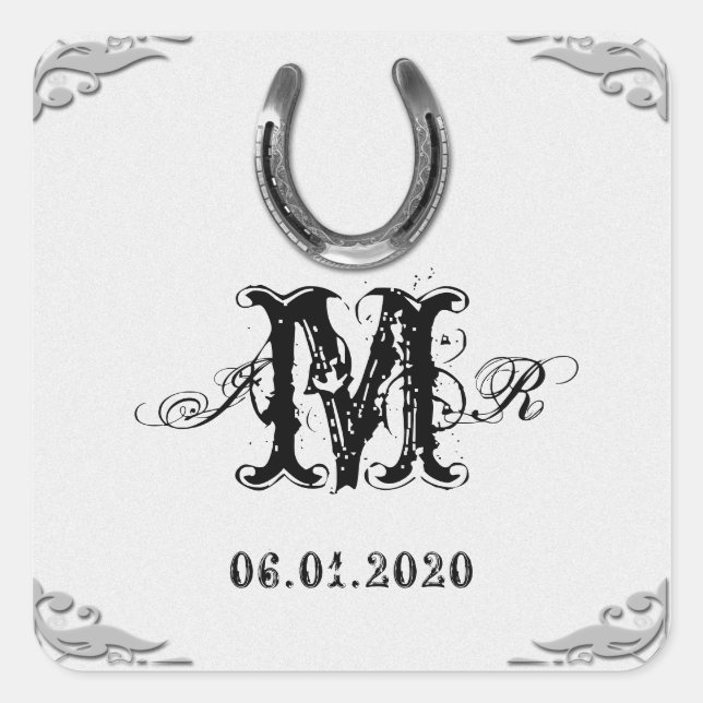 Silver Horseshoe Monogram Sticker (Front)