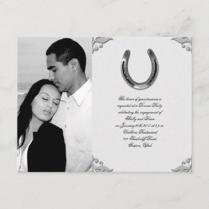 Silver Horseshoe Wedding Engagement Invitation