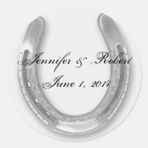 Silver Horseshow on White Wedding Envelope Seal