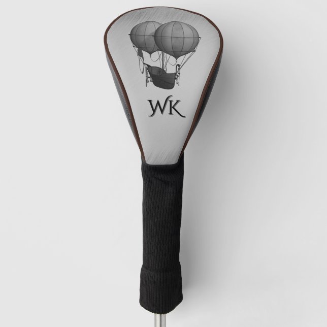 Silver Hot Air Balloons with Ship Monogram Golf Head Cover (Front)