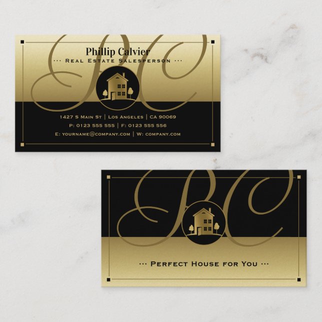 Silver House | Premium Real Estate Properties Busi Business Card (Front/Back)