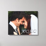 Silver Hugs and Kisses Wedding Photo Canvas Print<br><div class="desc">Elegant silver X's and O's accent your wedding photo on this canvas,  making it a perfect gift for yourself or your parents.</div>