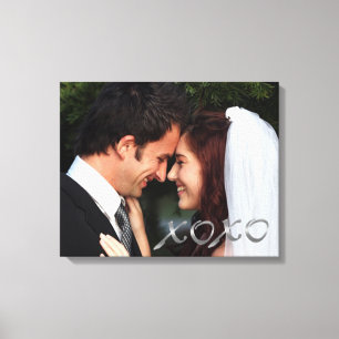 Silver Hugs and Kisses Wedding Photo Canvas Print