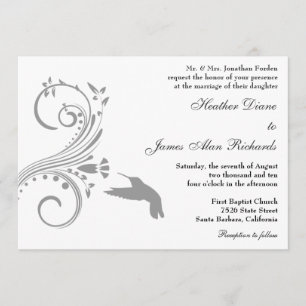 Silver Hummingbird Wedding Invitation
